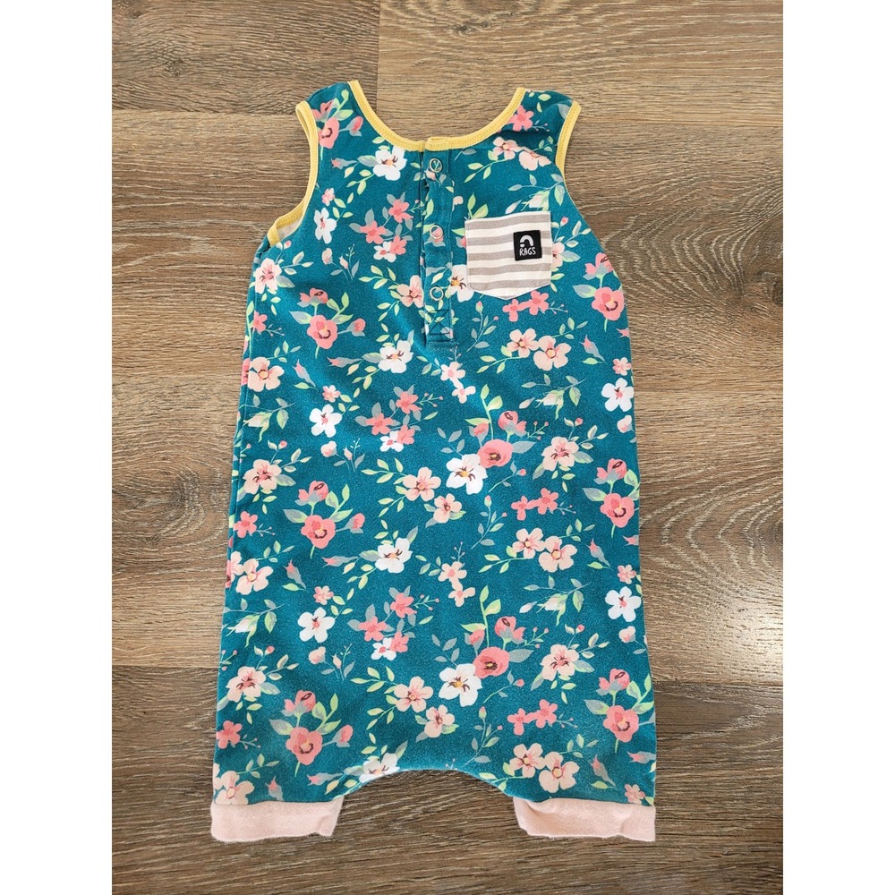 Rags Teal Floral Sleeveless Romper Jumpsuit Baby Girls 18 24 Months #5